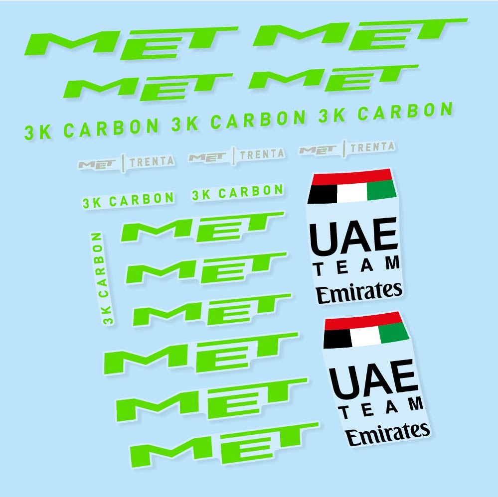 Decal MET Trenta 3K Carbon UAE, Helmet, bike sticker vinyl