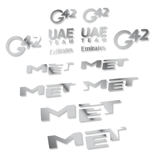 Chrome Silver decal for MET G42 UAE helmet – bike sticker vinyl