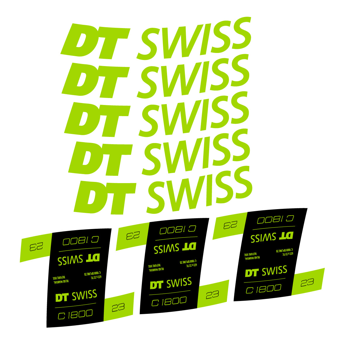 Vinyl decals for DT Swiss C 1800 Spline 2021-2026 Rims - Lime Green