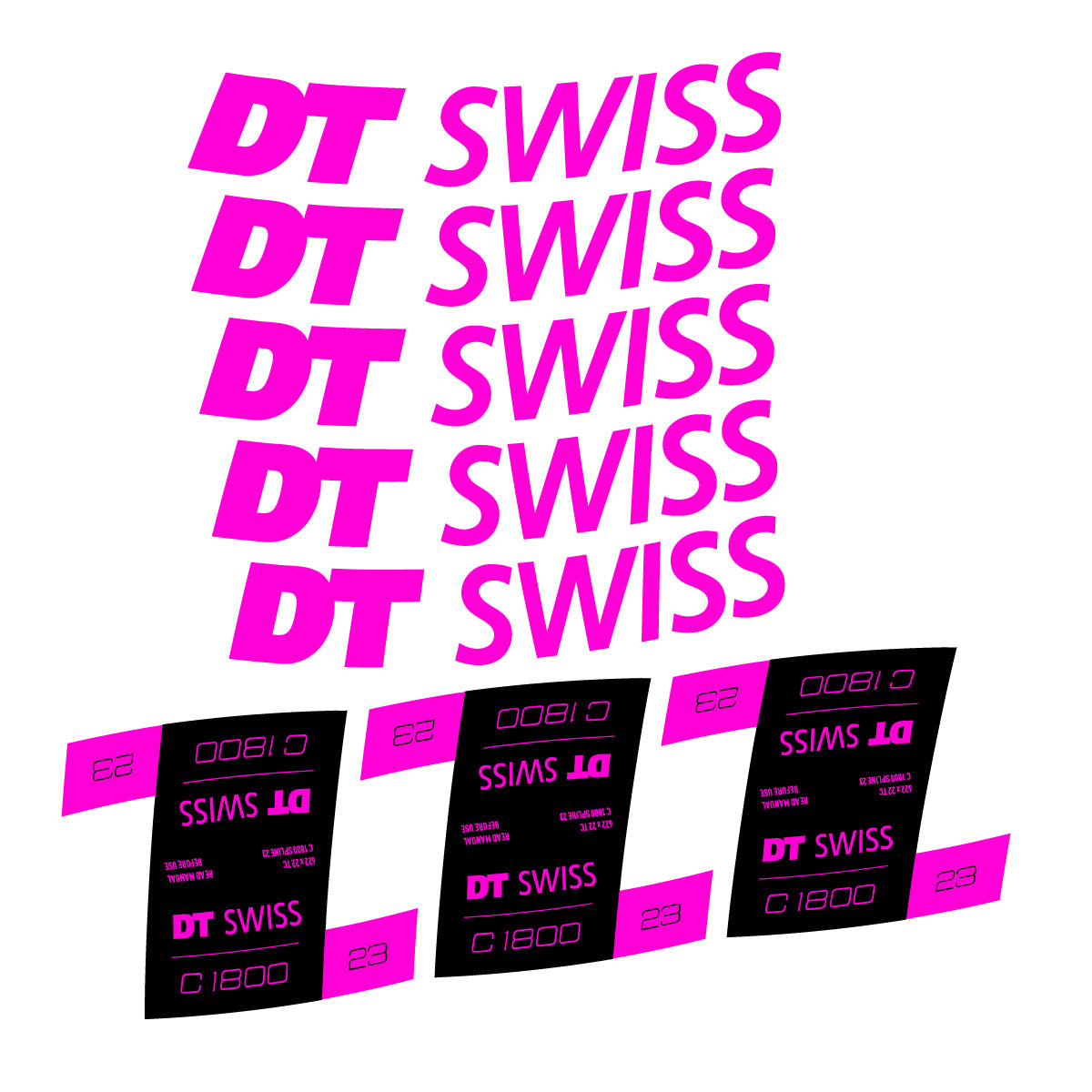 Vinyl decals for DT Swiss C 1800 Spline 2021-2026 Rims - Fuchsia Neon