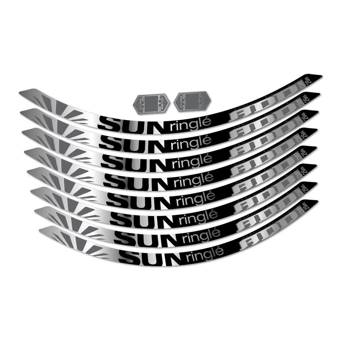Compatible Stickers for Sun Ringle ADD Comp 2017-2018, Mountain Wheel 26" vinyl decals - Chrome Silver