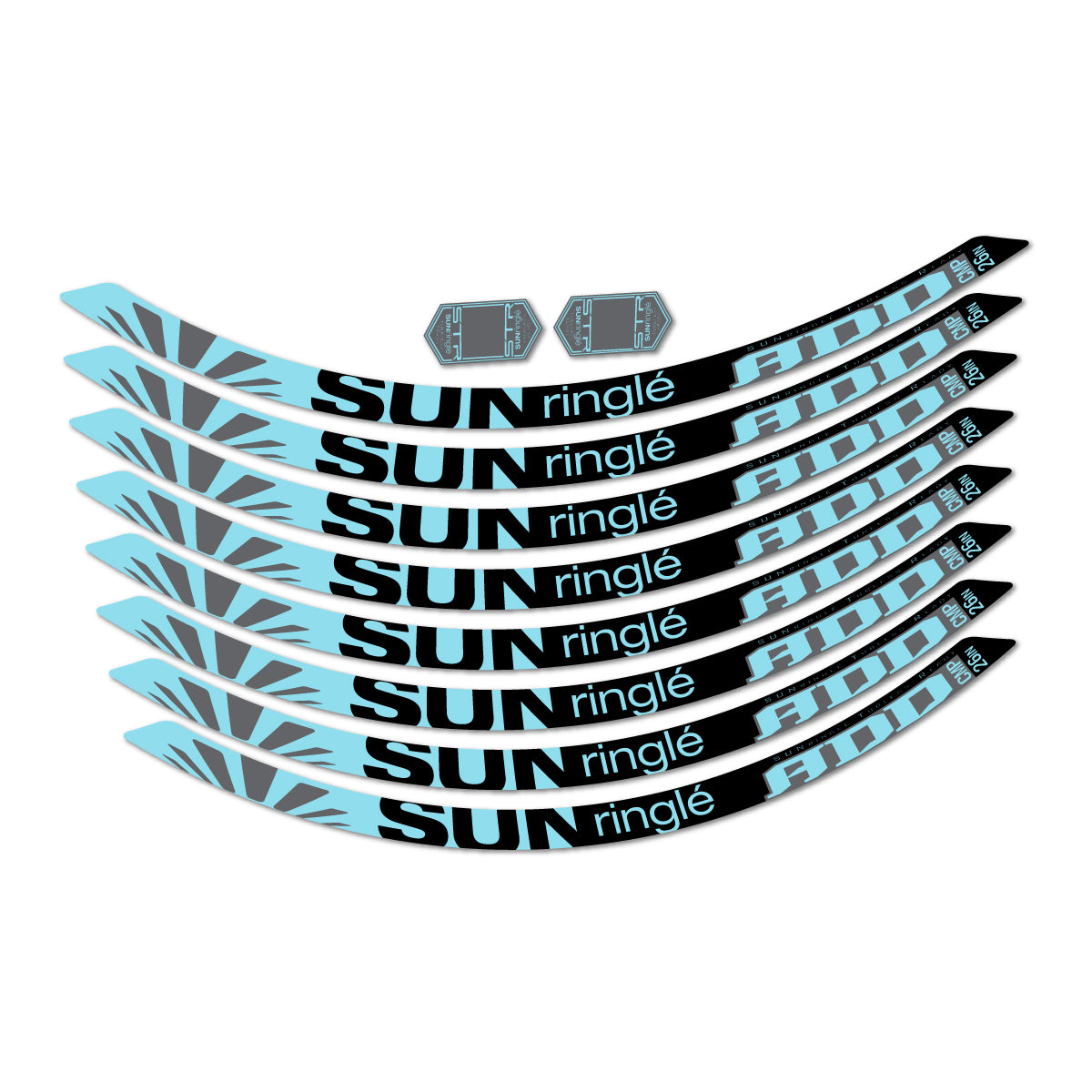 Compatible Stickers for Sun Ringle ADD Comp 2017-2018, Mountain Wheel 26" vinyl decals - Sky Blue