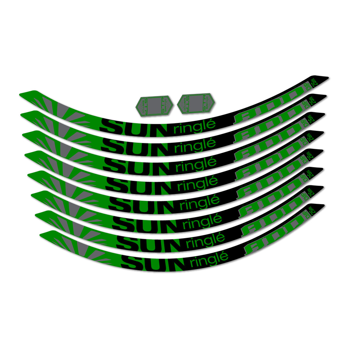 Compatible Stickers for Sun Ringle ADD Comp 2017-2018, Mountain Wheel 26" vinyl decals - Medium Green