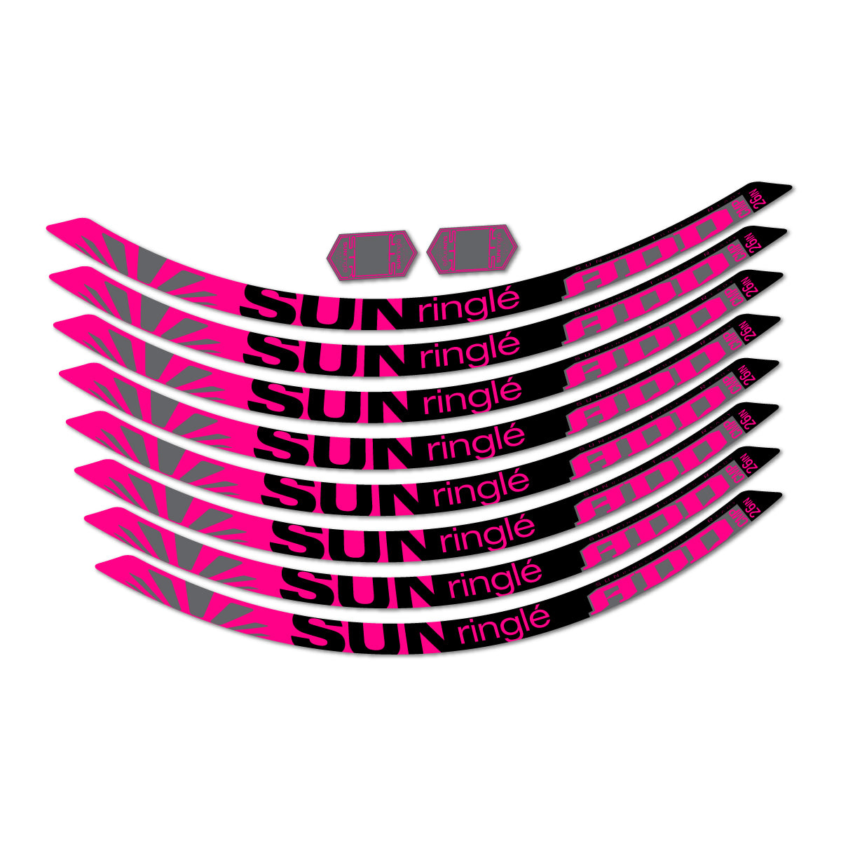 Compatible Stickers for Sun Ringle ADD Comp 2017-2018, Mountain Wheel 26" vinyl decals - Neon Pink