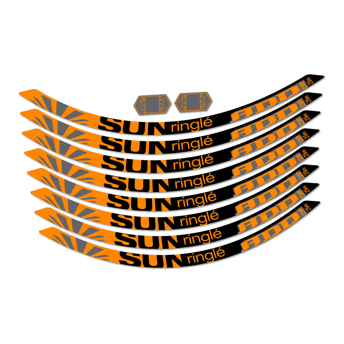 Compatible Stickers for Sun Ringle ADD Comp 2017-2018, Mountain Wheel 26" vinyl decals - Saffron Yellow