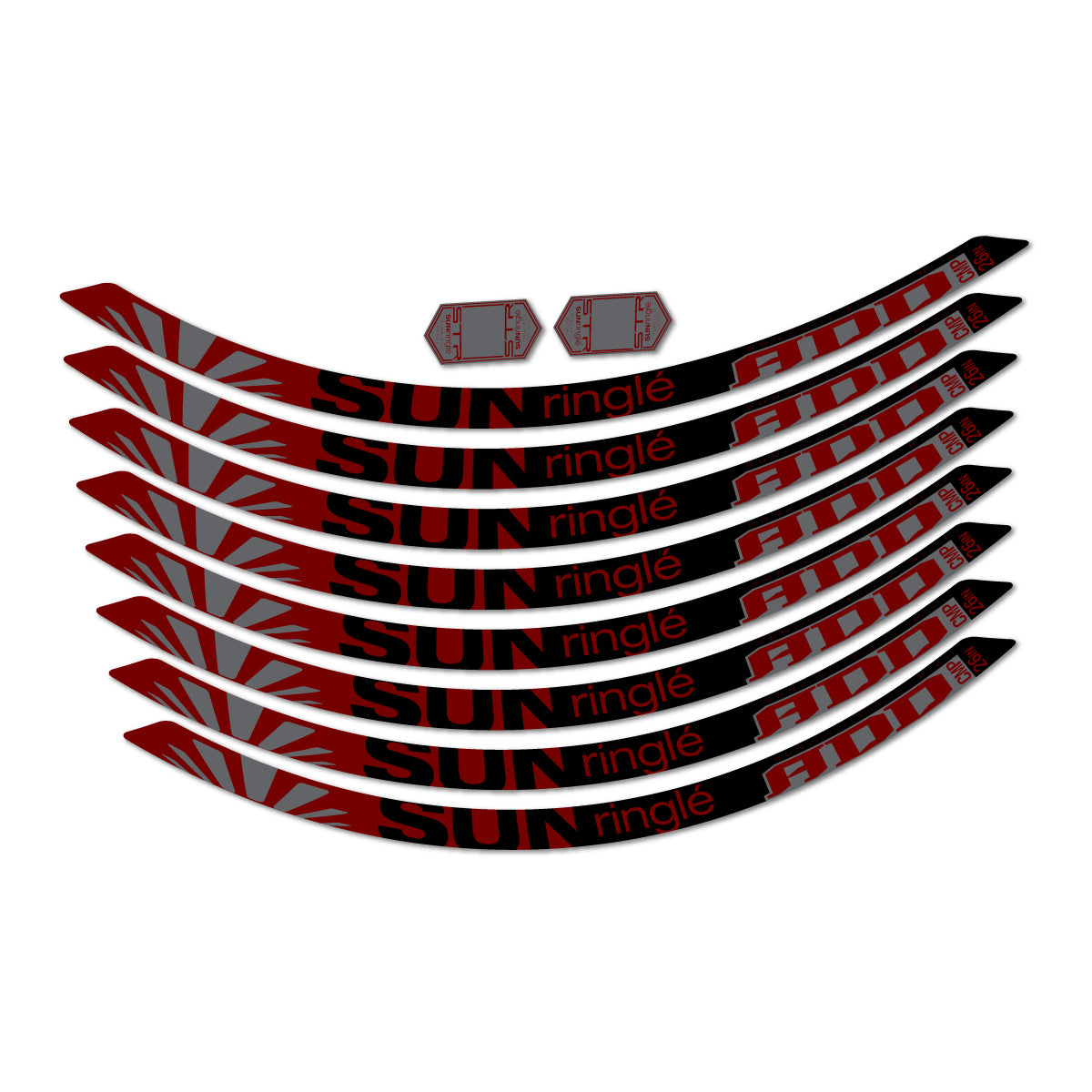 Compatible Stickers for Sun Ringle ADD Comp 2017-2018, Mountain Wheel 26" vinyl decals - Very Dark Red