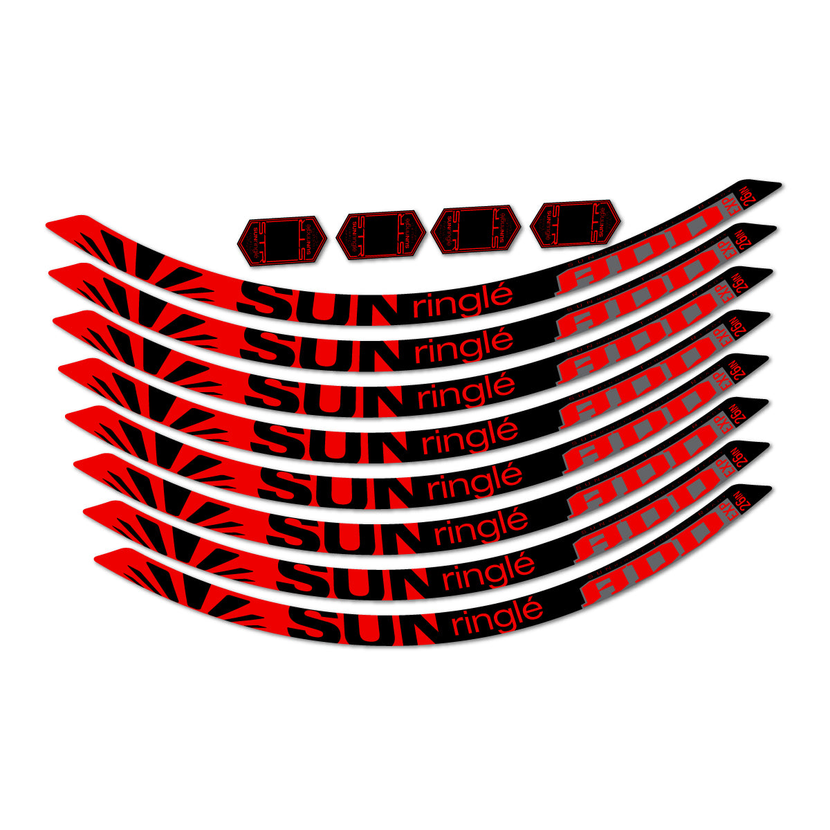 Compatible Stickers for Sun Ringle ADD Expert 2017-2018, Mountain Wheel 26" vinyl decals - Red