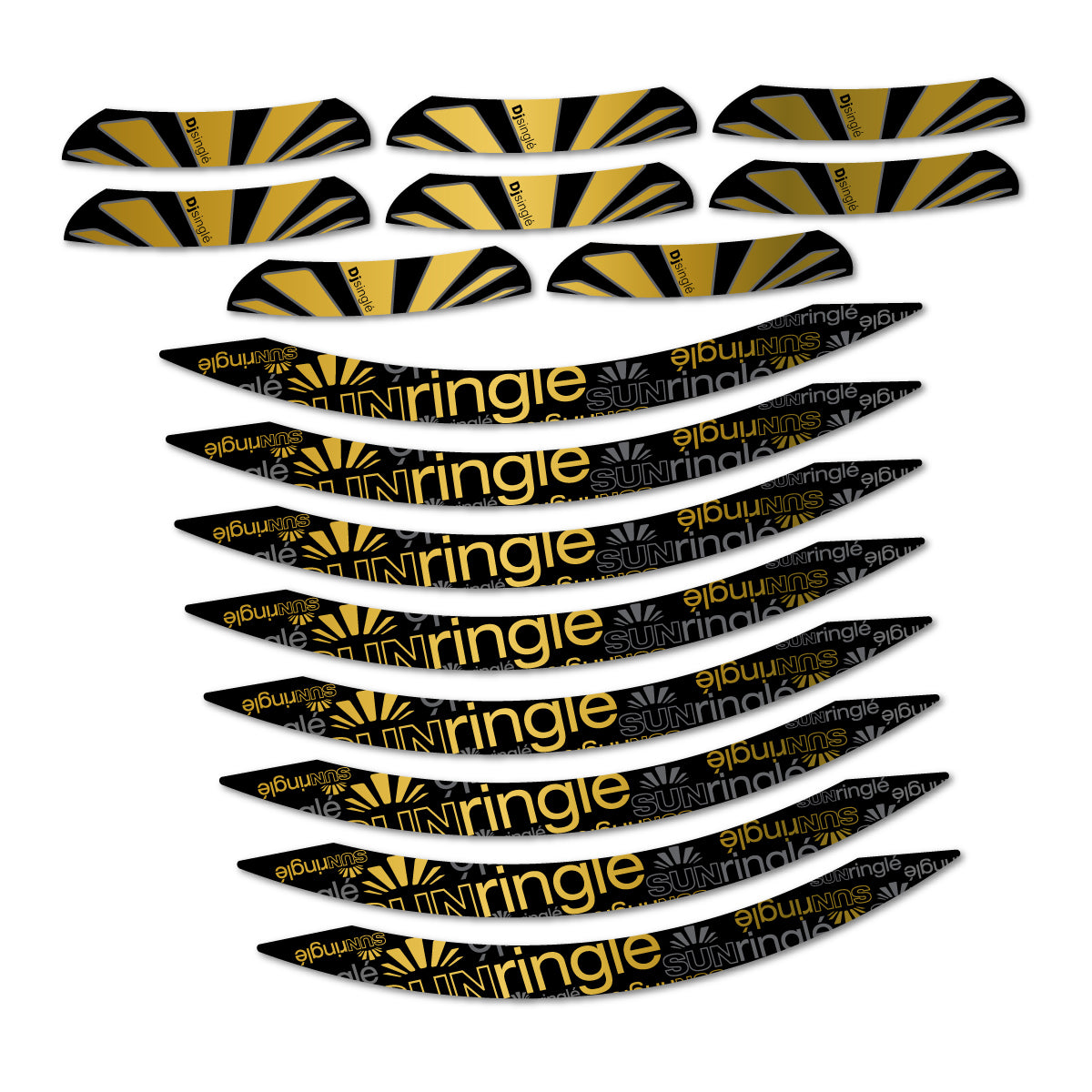 Compatible Stickers for Sun Ringle DJ Single 2017-2018, Mountain Wheel 26" vinyl decals - Gold