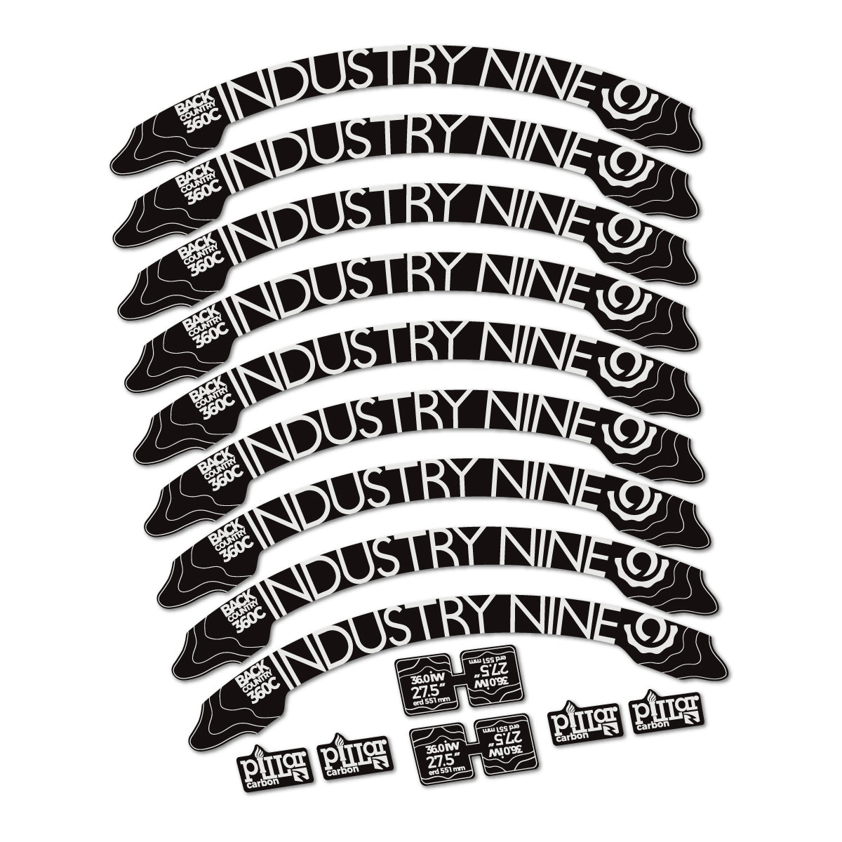 Compatible Stickers for Industry Nine BC360C 2017-2018, Mountain Wheel 27.5" vinyl decals - Pearl Grey