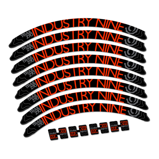 Luminous Orange decal for Industry Nine Trail 270 2018 MTB wheel 27.5" – bike sticker vinyl