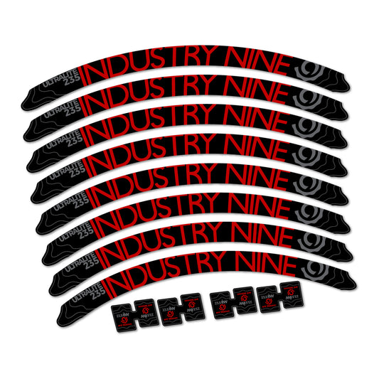 Medium Red decal for Industry Nine Ultralite 235 2017-2018 MTB wheel 27.5" – bike sticker vinyl