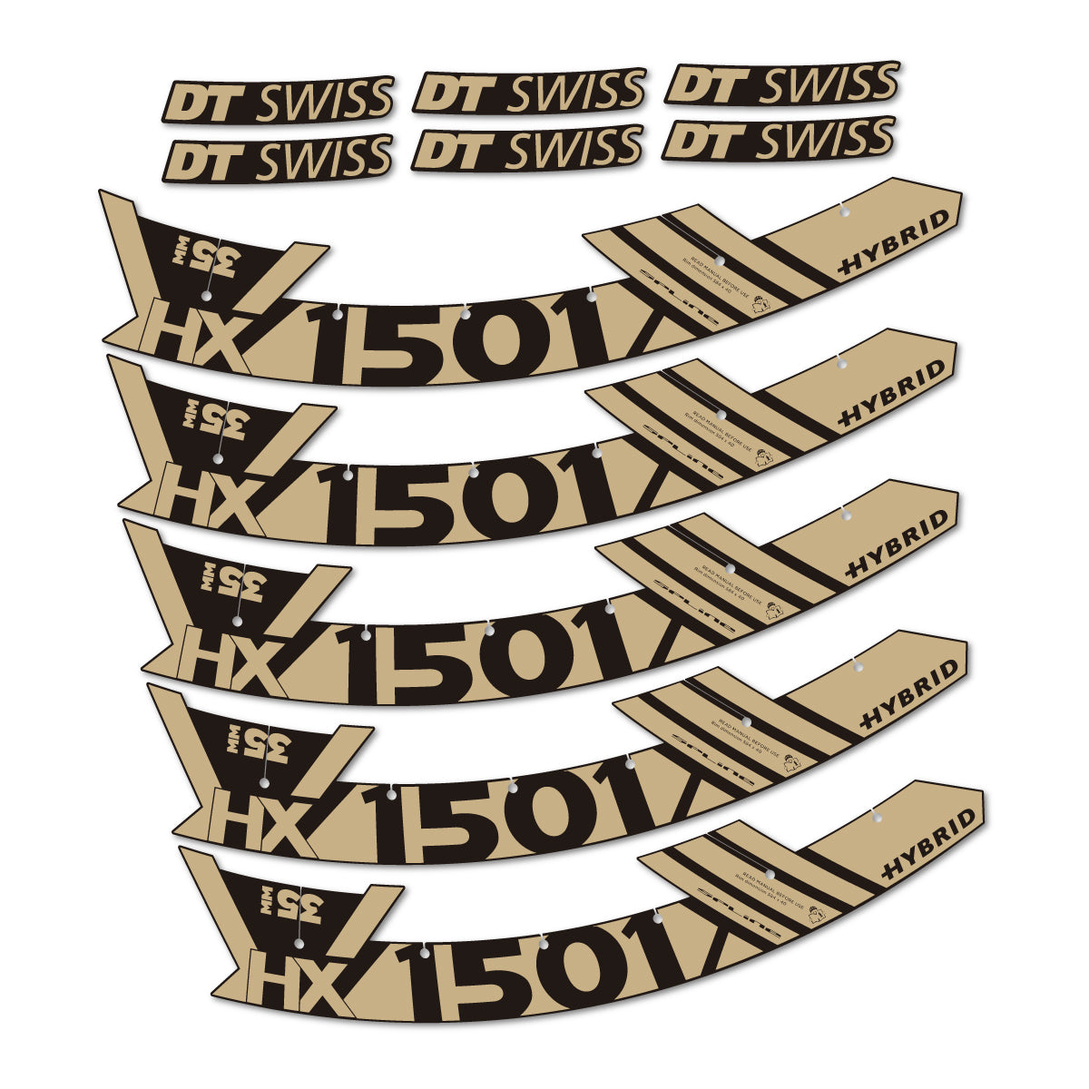 Stickers for DT Swiss HX1501 35 Hybrid, Mountain Wheel 29" vinyl decals - Sand