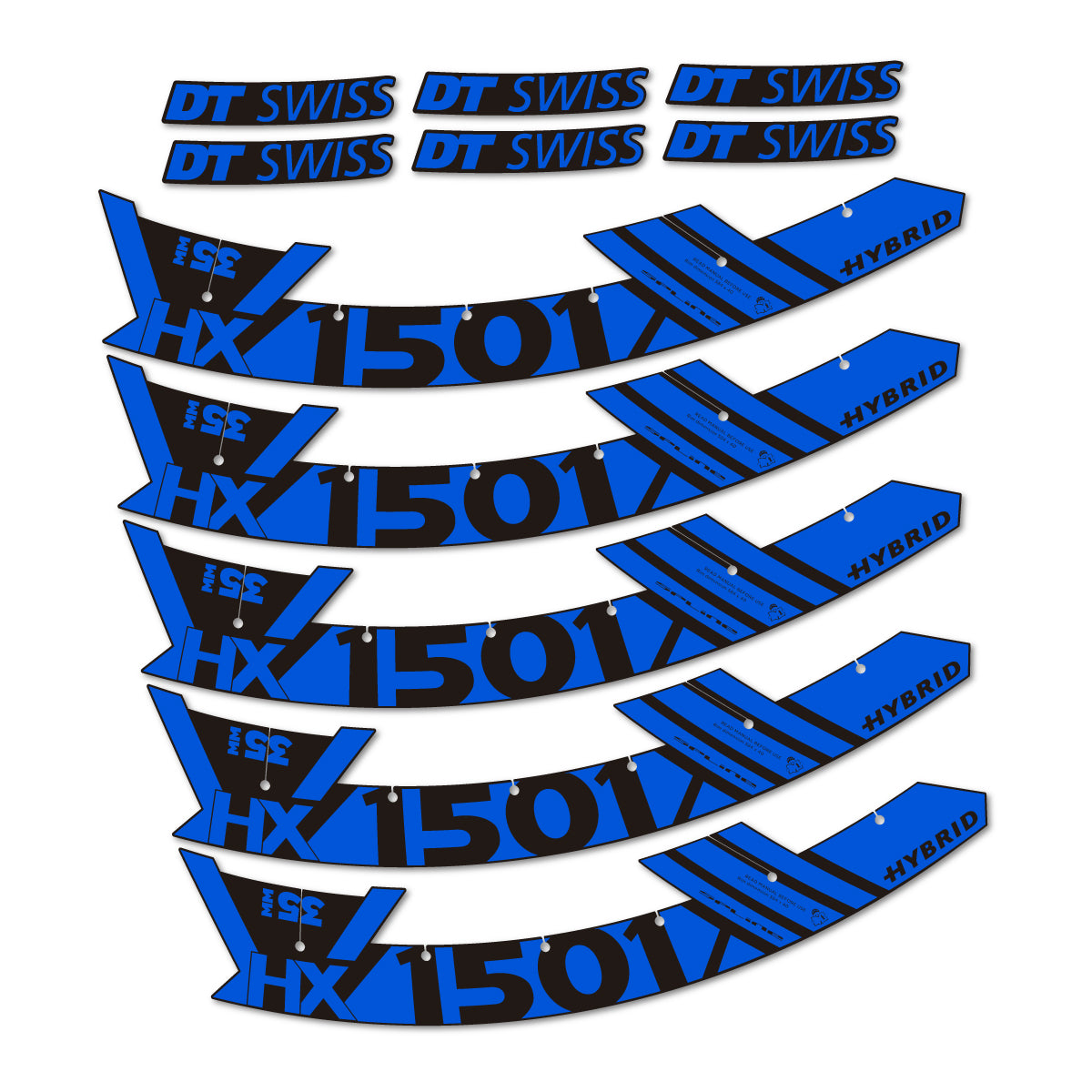 Stickers for DT Swiss HX1501 35 Hybrid, Mountain Wheel 29" vinyl decals - Sea Blue