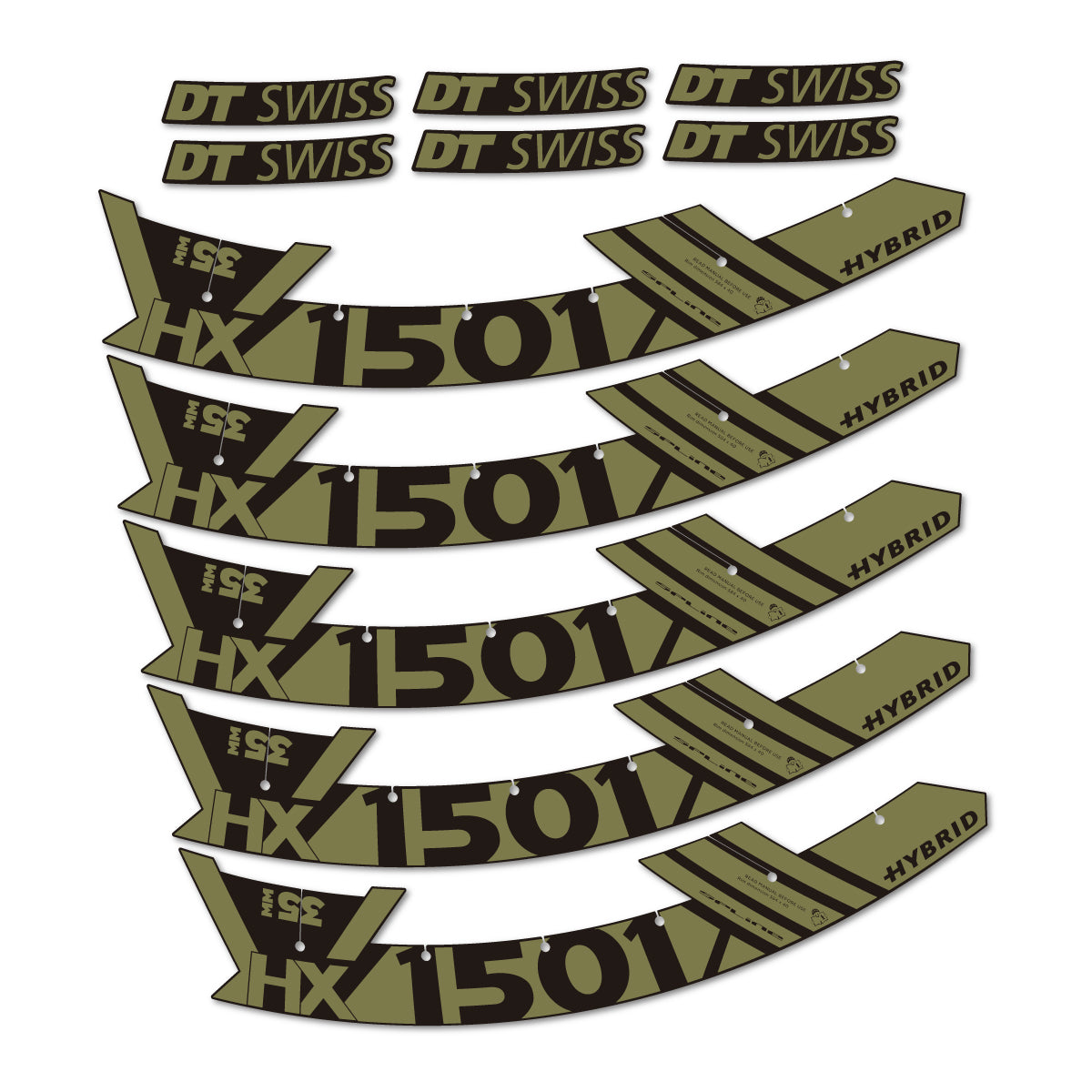 Stickers for DT Swiss HX1501 35 Hybrid, Mountain Wheel 29" vinyl decals - Khaki