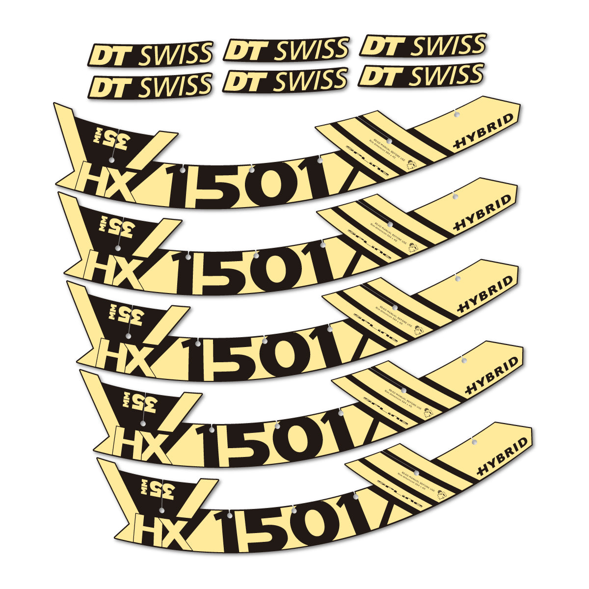Stickers for DT Swiss HX1501 35 Hybrid, Mountain Wheel 29" vinyl decals - Cream