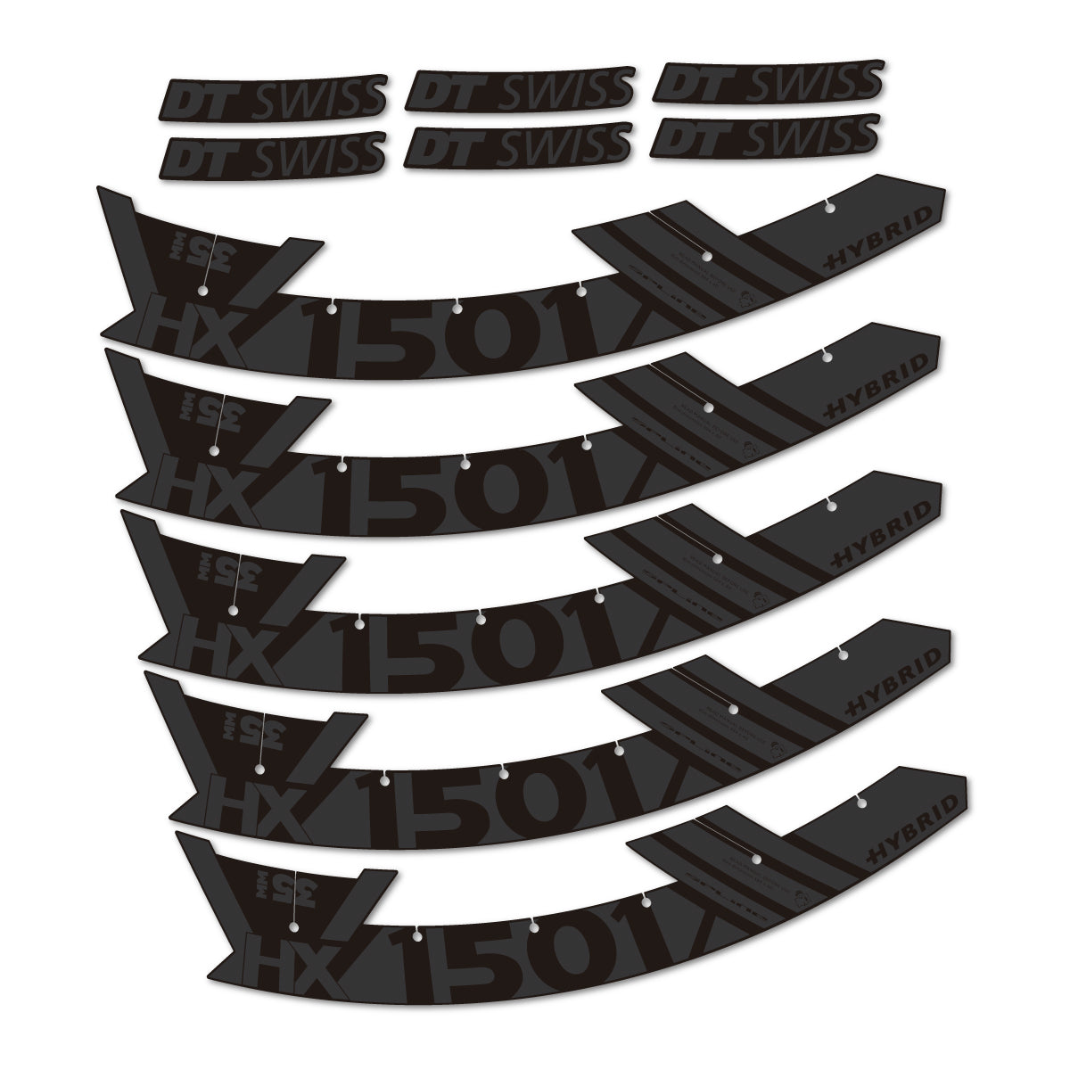 Stickers for DT Swiss HX1501 35 Hybrid, Mountain Wheel 29" vinyl decals - Very Dark Grey
