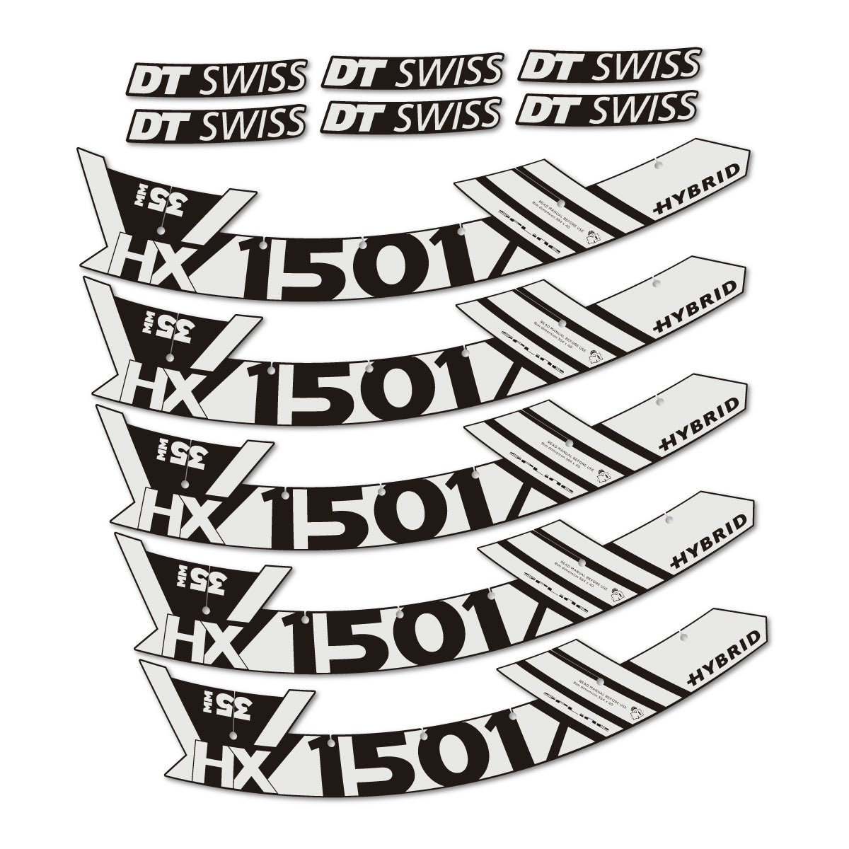 Stickers for DT Swiss HX1501 35 Hybrid, Mountain Wheel 29" vinyl decals - Pearl Grey