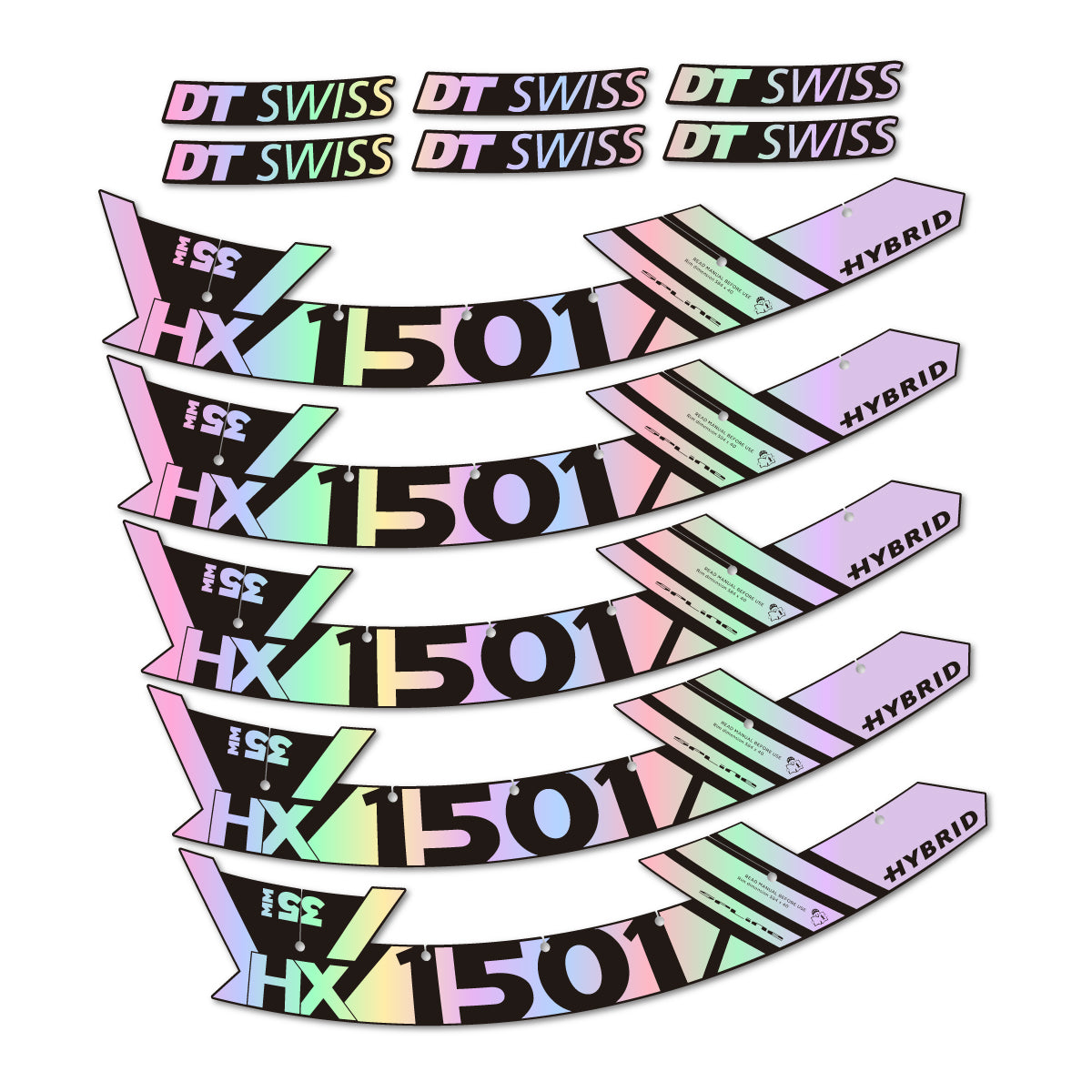 Stickers for DT Swiss HX1501 35 Hybrid, Mountain Wheel 29" vinyl decals - Hollographic