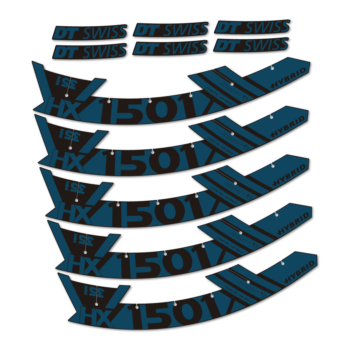 Stickers for DT Swiss HX1501 35 Hybrid, Mountain Wheel 29" vinyl decals - Dark Lake