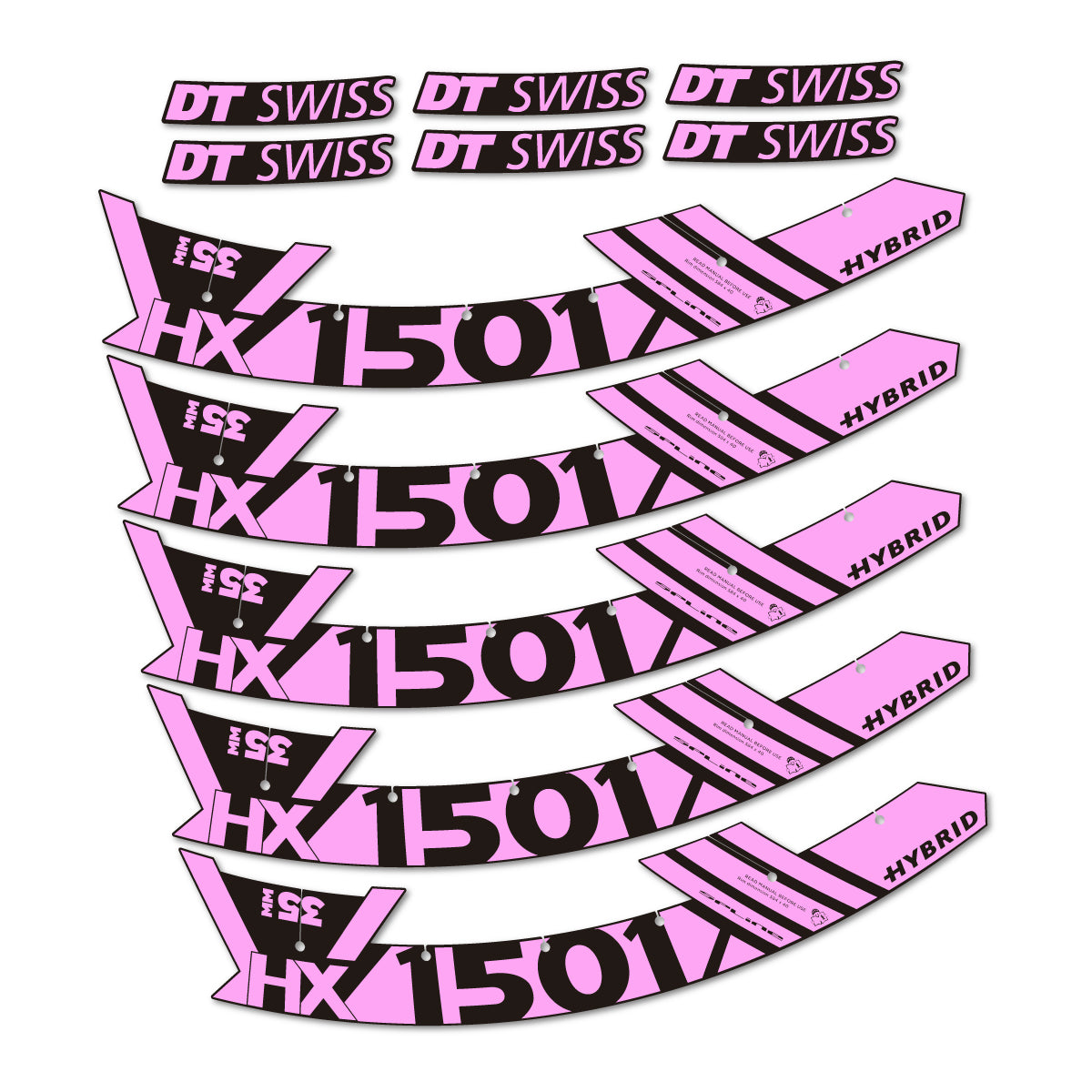 Stickers for DT Swiss HX1501 35 Hybrid, Mountain Wheel 29" vinyl decals - Light Lilac
