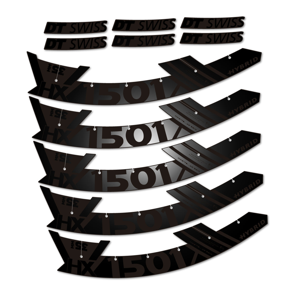 Stickers for DT Swiss HX1501 35 Hybrid, Mountain Wheel 29" vinyl decals - Black