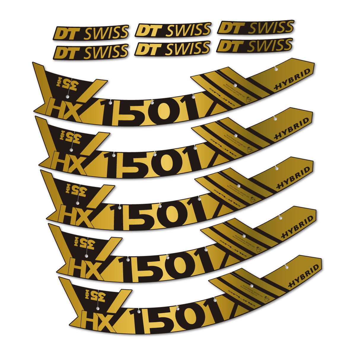 Stickers for DT Swiss HX1501 35 Hybrid, Mountain Wheel 29" vinyl decals - Gold