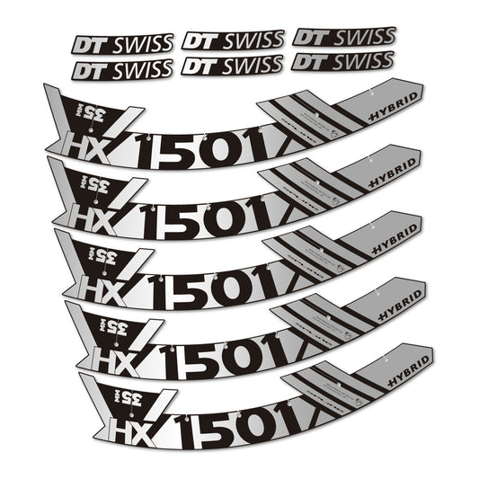 Stickers for DT Swiss HX1501 35 Hybrid, Mountain Wheel 29" vinyl decals - Light Silver