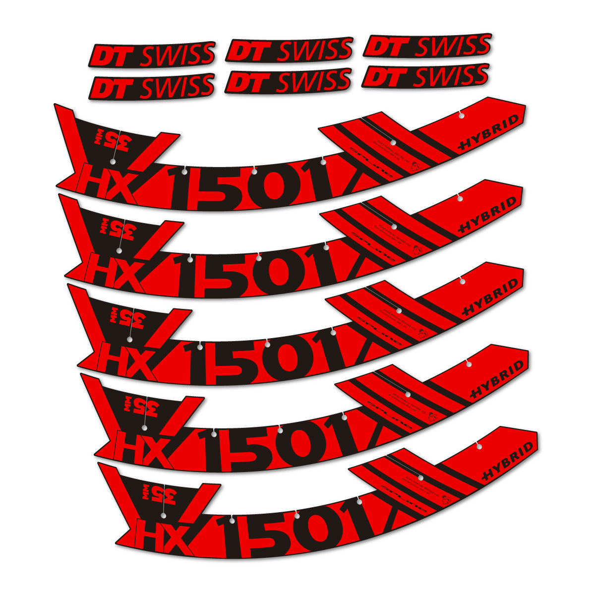Stickers for DT Swiss HX1501 35 Hybrid, Mountain Wheel 29" vinyl decals - Red