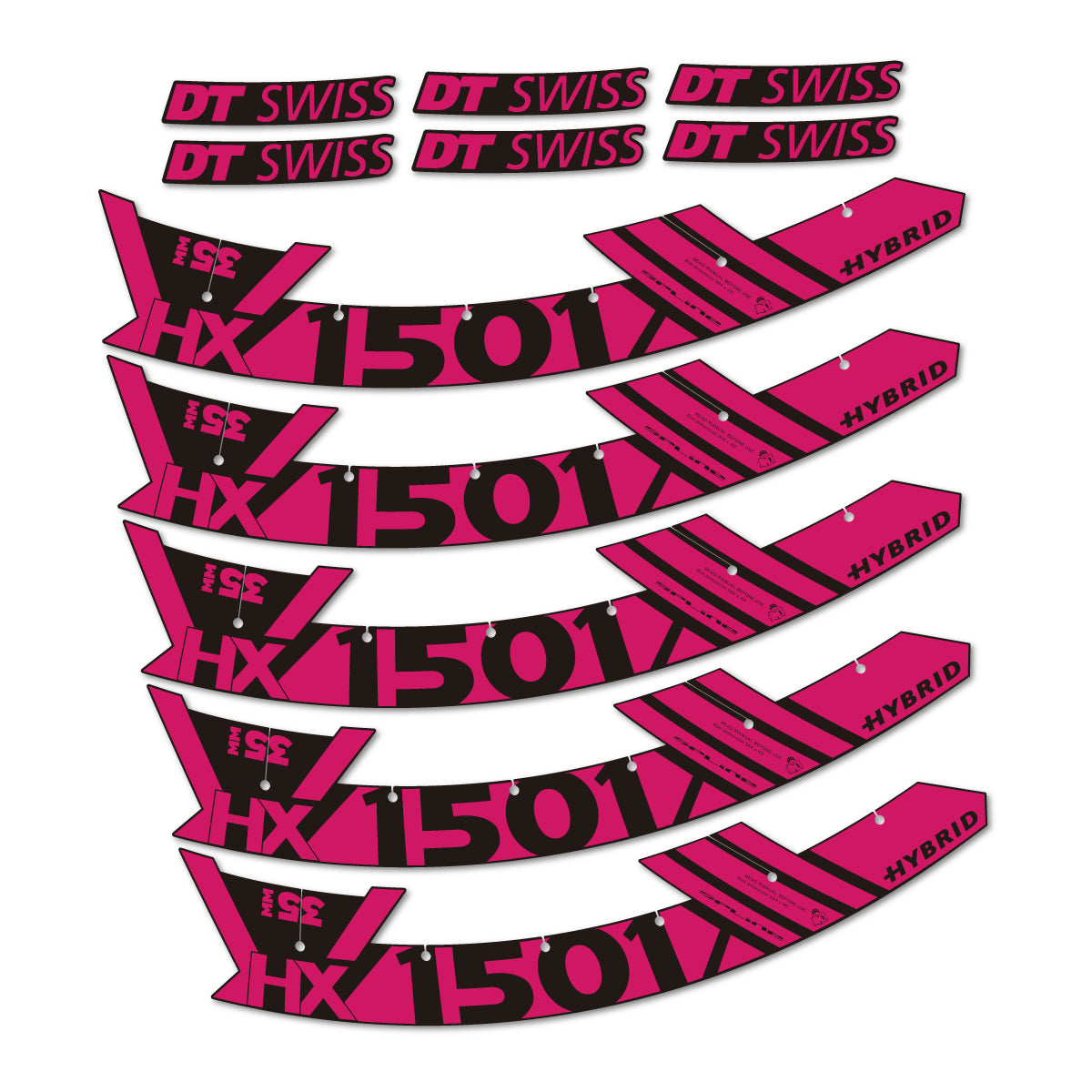 Stickers for DT Swiss HX1501 35 Hybrid, Mountain Wheel 29" vinyl decals - Dark Pink