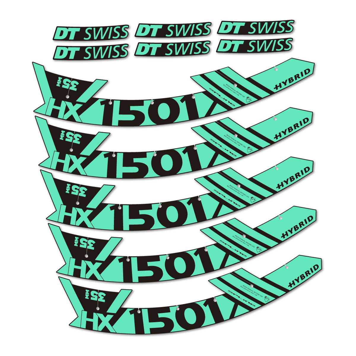 Stickers for DT Swiss HX1501 35 Hybrid, Mountain Wheel 29" vinyl decals - Mint