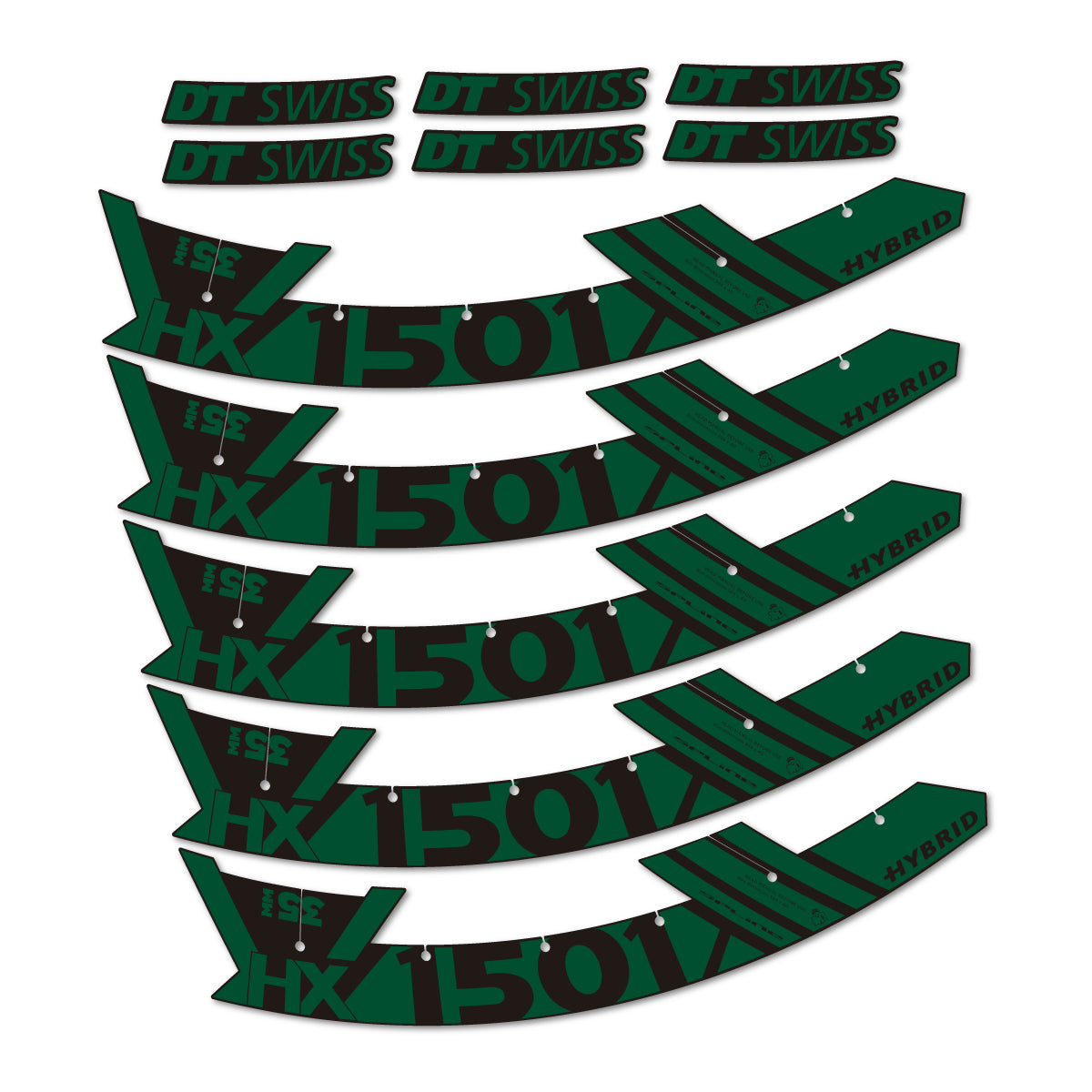 Stickers for DT Swiss HX1501 35 Hybrid, Mountain Wheel 29" vinyl decals - Dark Green