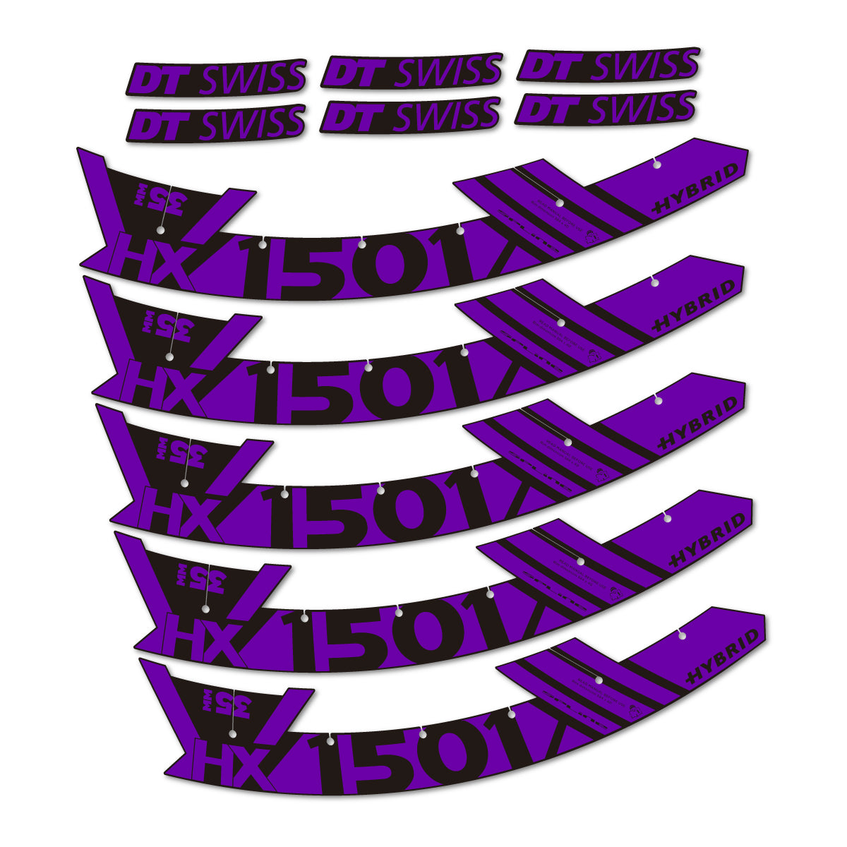 Stickers for DT Swiss HX1501 35 Hybrid, Mountain Wheel 29" vinyl decals - Violet