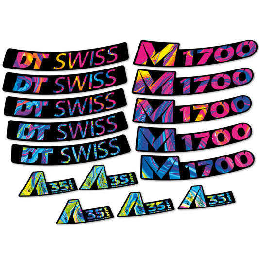 Psychedelic Rainbow decal for DT Swiss M1700 35mm MTB wheel 29" – bike sticker vinyl