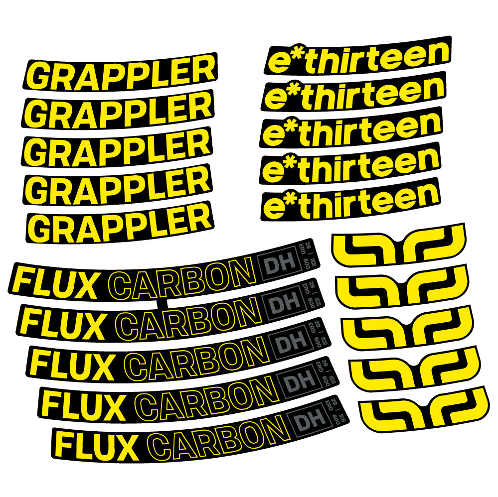 Aufkleber E-Thirteen Grappler Flux Carbon, MTB-Rad 29, Fahrradaufkleber Vinyl