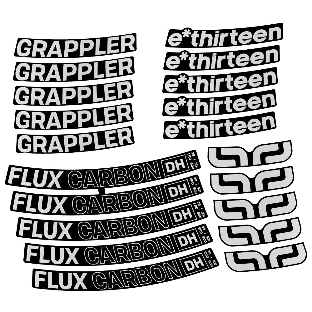 Aufkleber E-Thirteen Grappler Flux Carbon, MTB-Rad 29, Fahrradaufkleber Vinyl