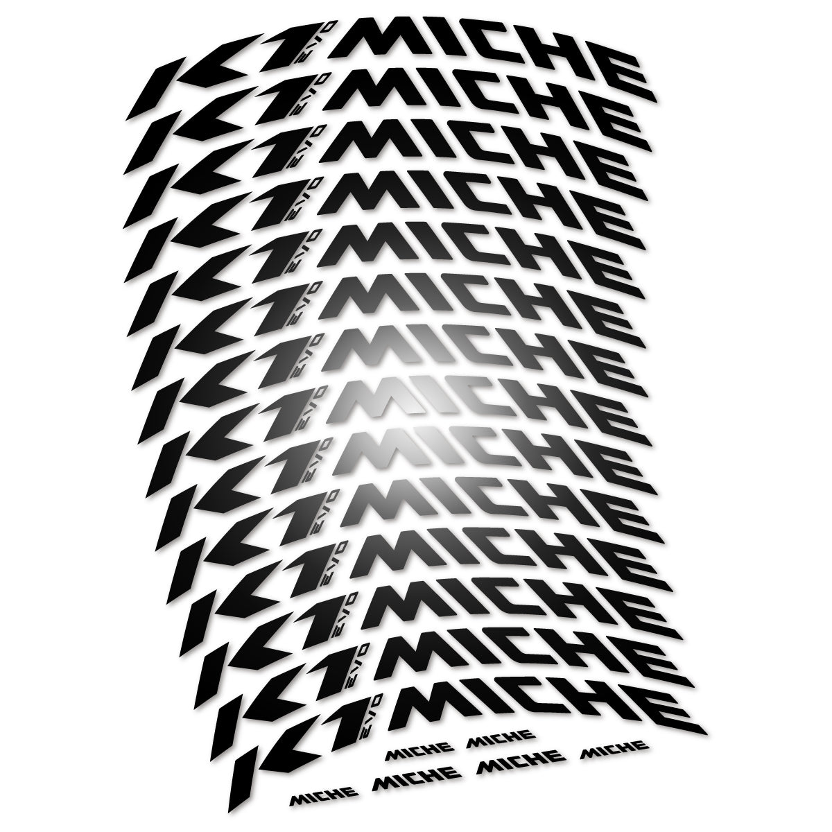 Compatible Stickers for Miche K1 Evo, Mountain Wheel 29" vinyl decals - Black