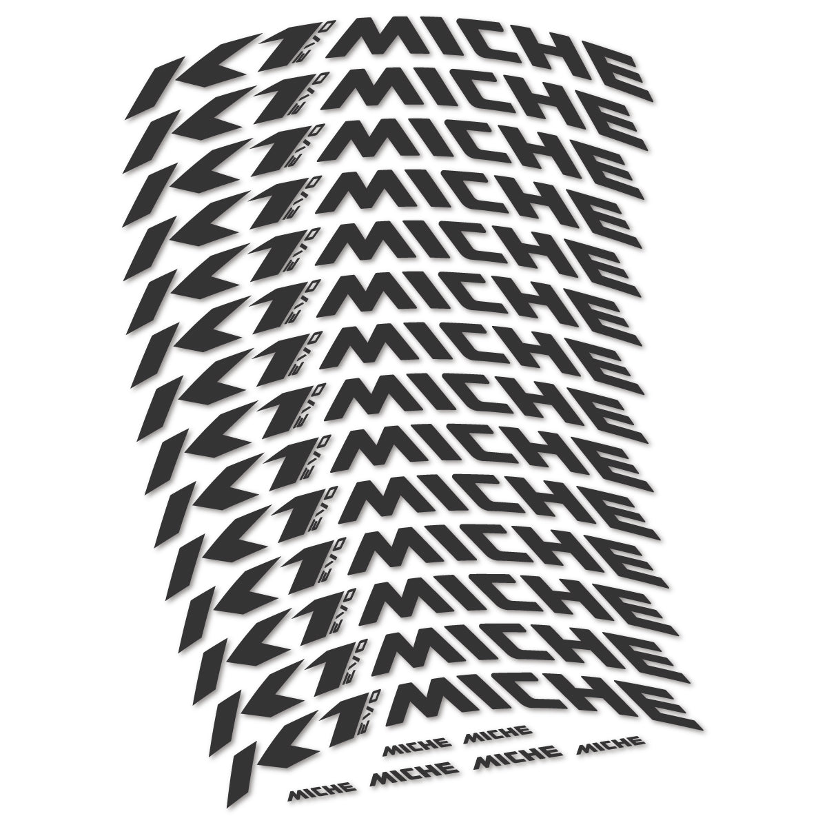 Compatible Stickers for Miche K1 Evo, Mountain Wheel 29" vinyl decals - Very Dark Grey