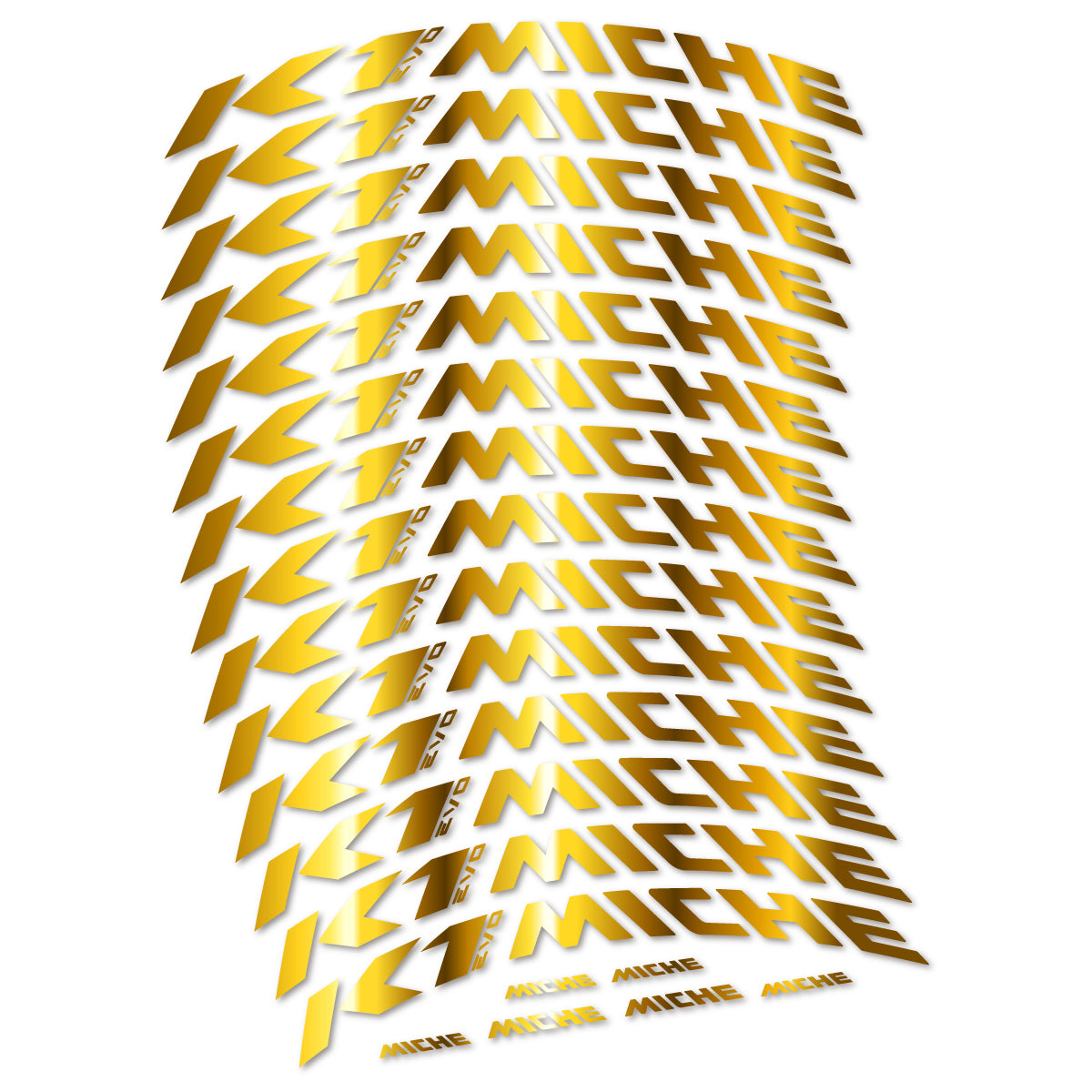 Compatible Stickers for Miche K1 Evo, Mountain Wheel 29" vinyl decals - Chrome Gold