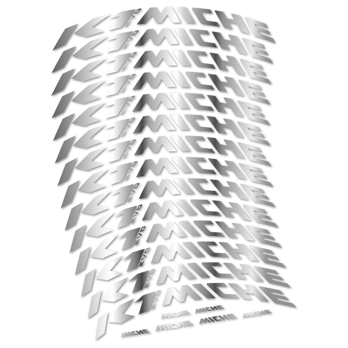 Compatible Stickers for Miche K1 Evo, Mountain Wheel 29" vinyl decals - Chrome Silver
