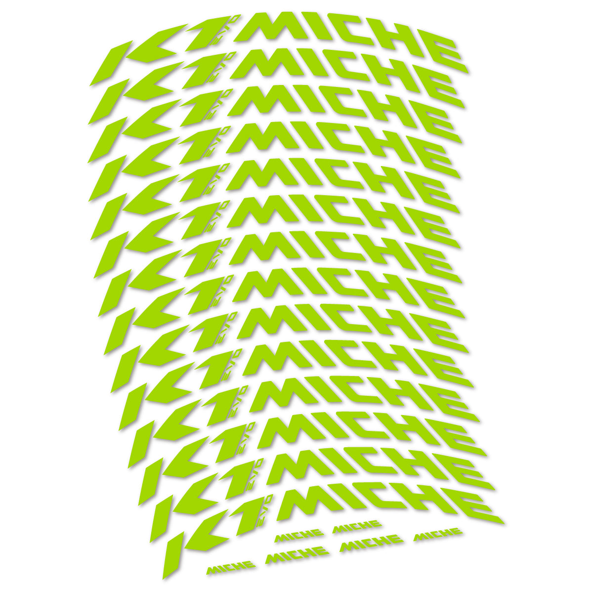 Compatible Stickers for Miche K1 Evo, Mountain Wheel 29" vinyl decals - Lime Green