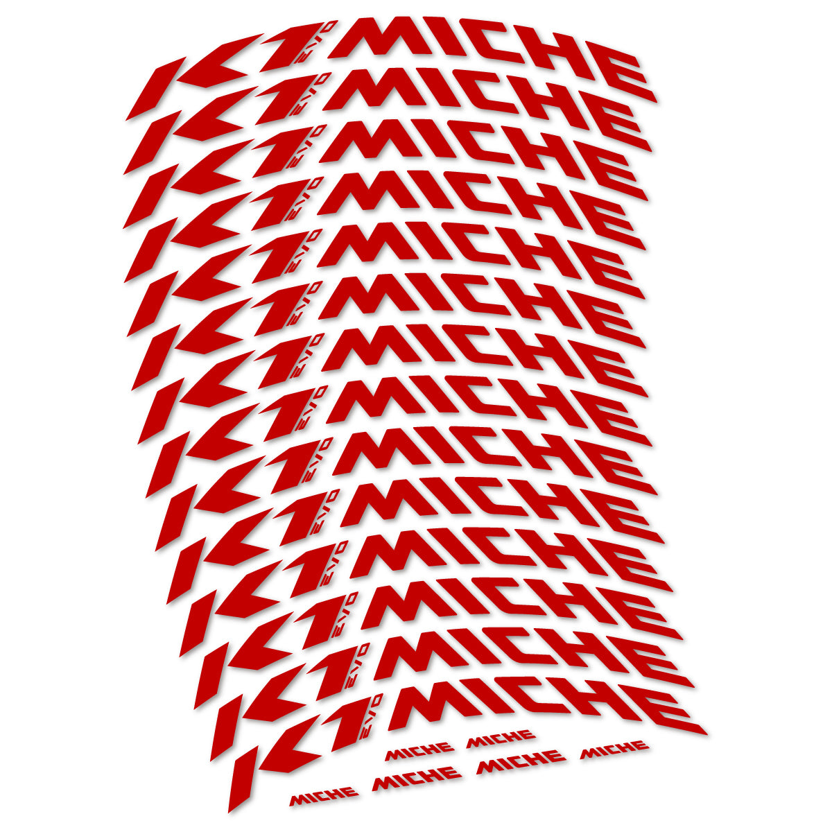 Compatible Stickers for Miche K1 Evo, Mountain Wheel 29" vinyl decals - Medium Red