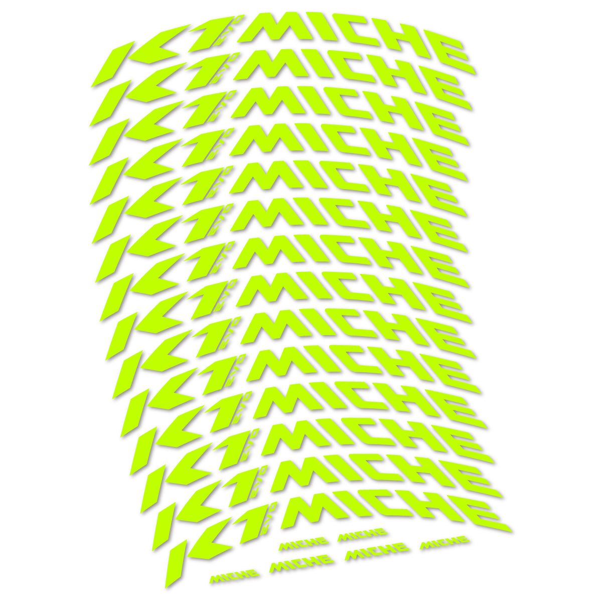 Compatible Stickers for Miche K1 Evo, Mountain Wheel 29" vinyl decals - Lime Neon
