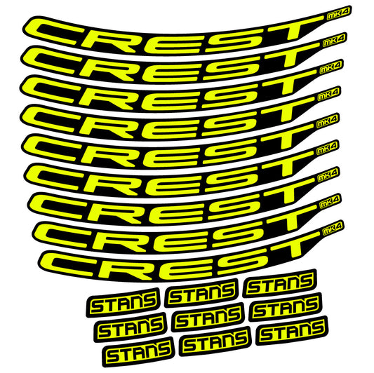 Neon Yellow decal for Stans Crest MK4 Ver.2 MTB wheel 29" – bike sticker vinyl