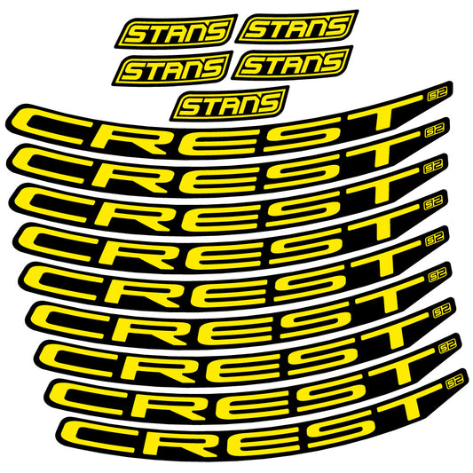 Yellow decal for Stans Notubes Crest S2 MTB wheel 29" – bike sticker vinyl