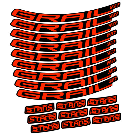 Neon Red decal for Stans Grail CB7 Ver.2 MTB wheel 29" – bike sticker vinyl