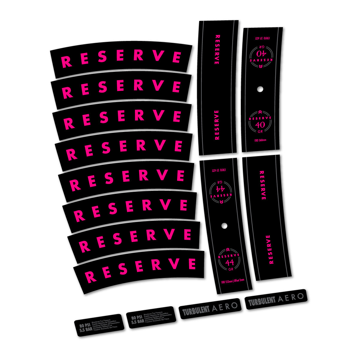 Compatible Stickers for Reserve 40/44 GR 2024-2026, Mountain Wheel 29" vinyl decals - Fuchsia