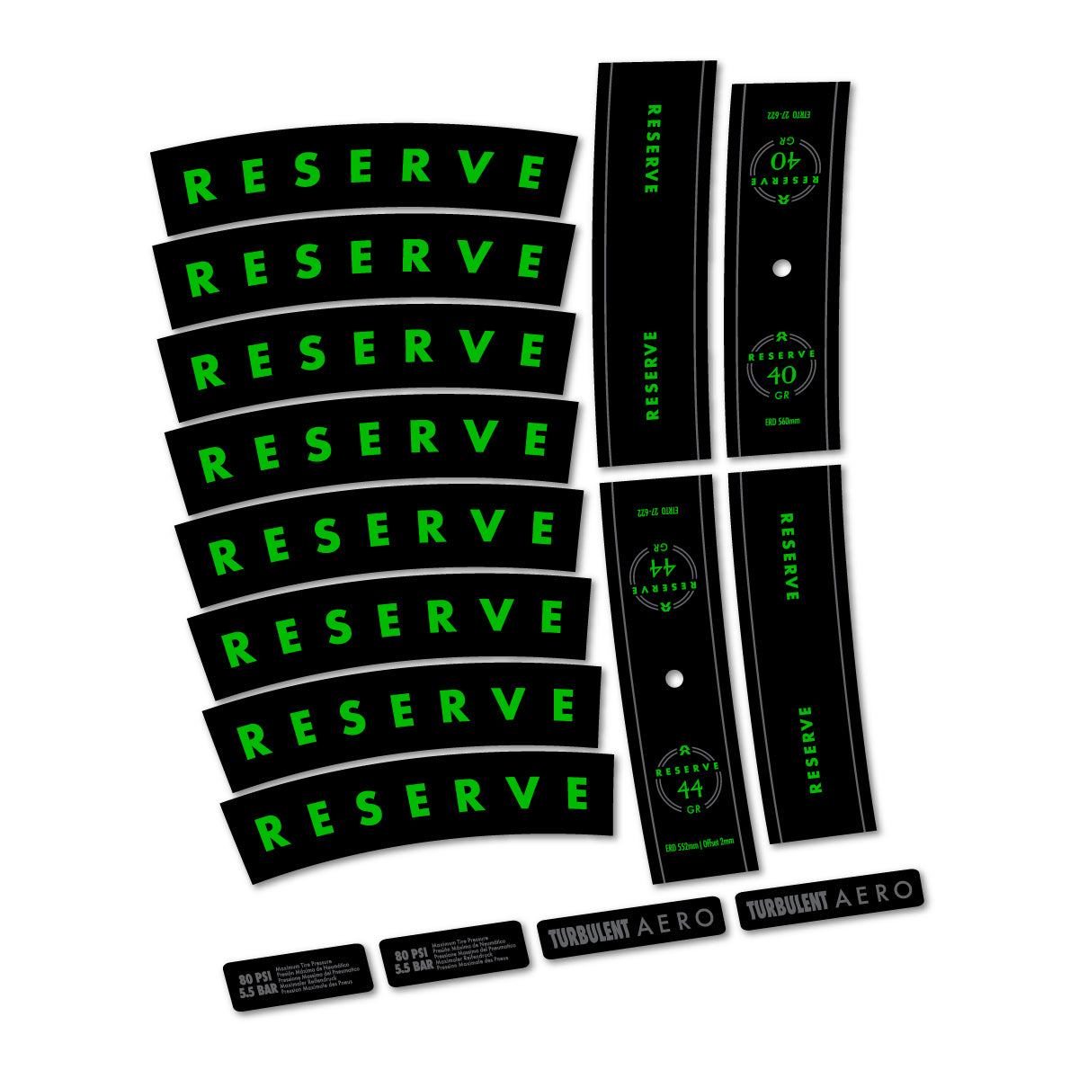 Compatible Stickers for Reserve 40/44 GR 2024-2026, Mountain Wheel 29" vinyl decals - Grass Green