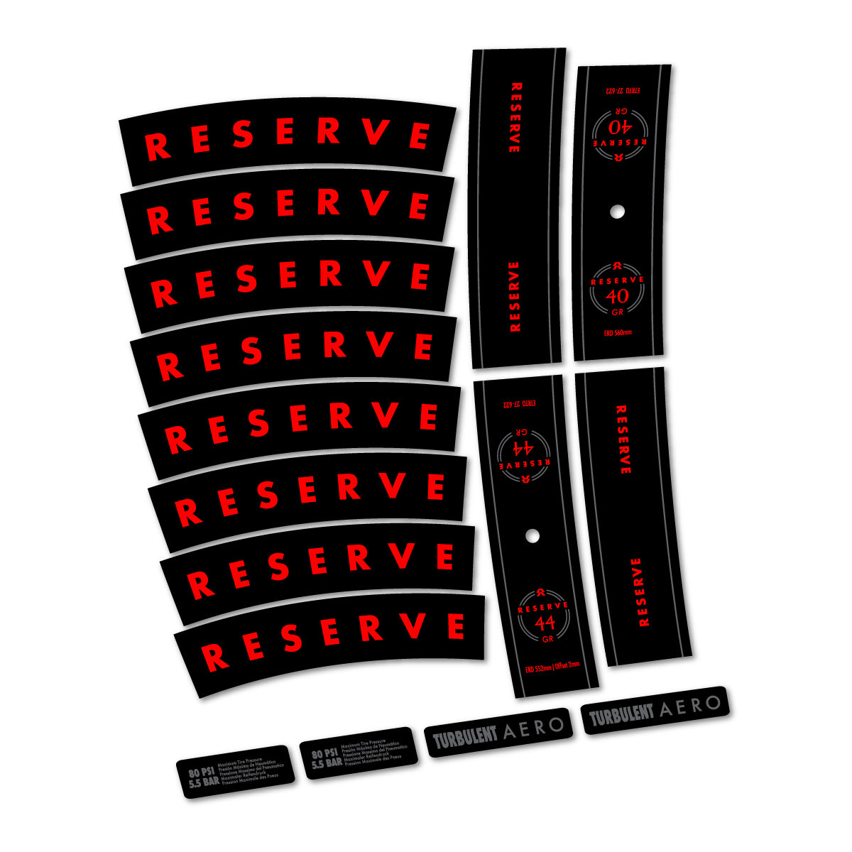 Compatible Stickers for Reserve 40/44 GR 2024-2026, Mountain Wheel 29" vinyl decals - Orange Red