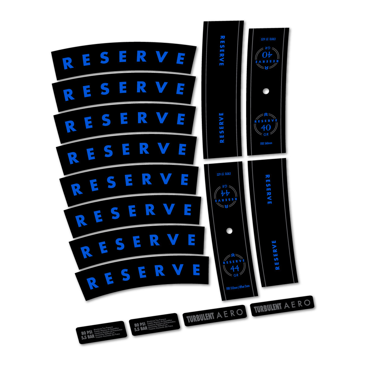 Compatible Stickers for Reserve 40/44 GR 2024-2026, Mountain Wheel 29" vinyl decals - Sea Blue