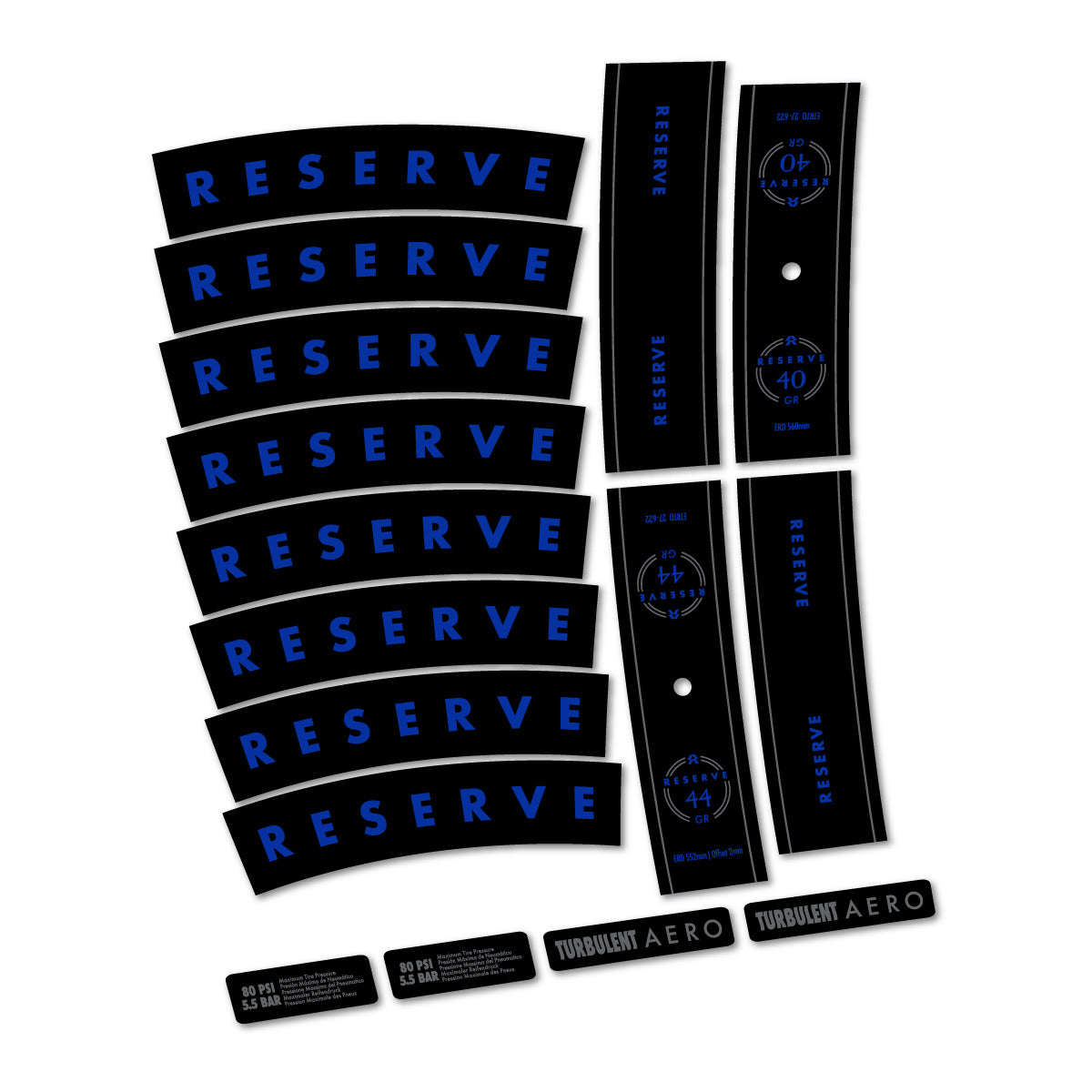 Compatible Stickers for Reserve 40/44 GR 2024-2026, Mountain Wheel 29" vinyl decals - Ultramarine Blue